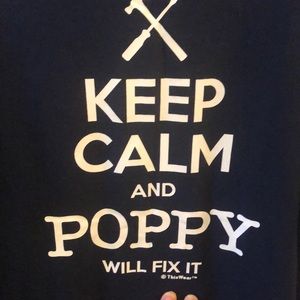Keep Calm & Poppy Will Fix It Navy Tee XL NWOT